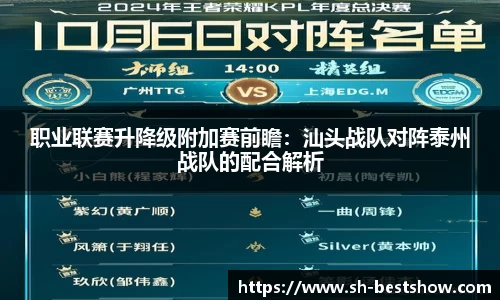 职业联赛升降级附加赛前瞻：汕头战队对阵泰州战队的配合解析
